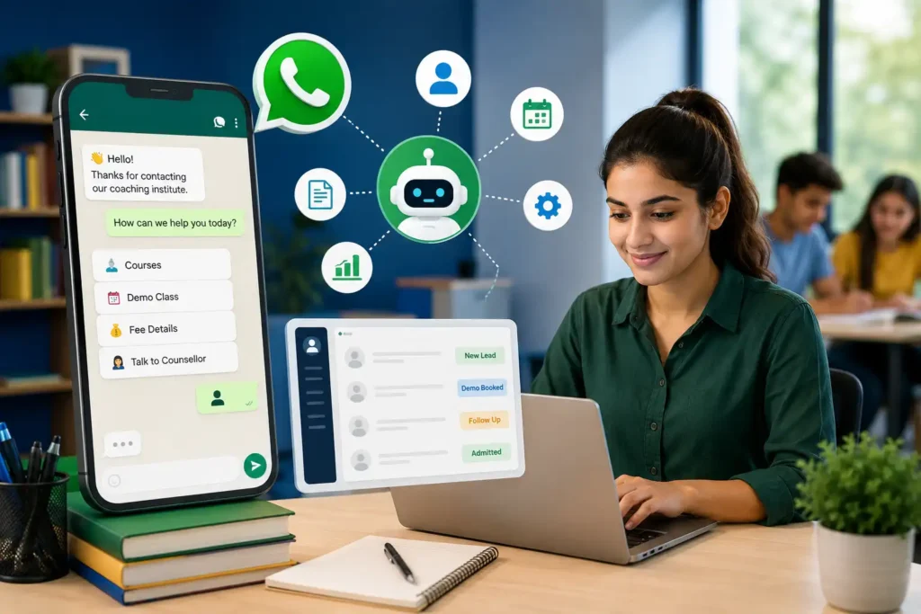 WhatsApp Automation for Coaching Institutes in India: How to Capture Leads, Send Demo Reminders, and Increase Admissions in 2026